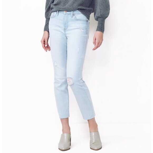 LC Lauren Conrad Womens High Rise Light Distressed Ankle Skinny Jeans Sz 16 New - Picture 1 of 8